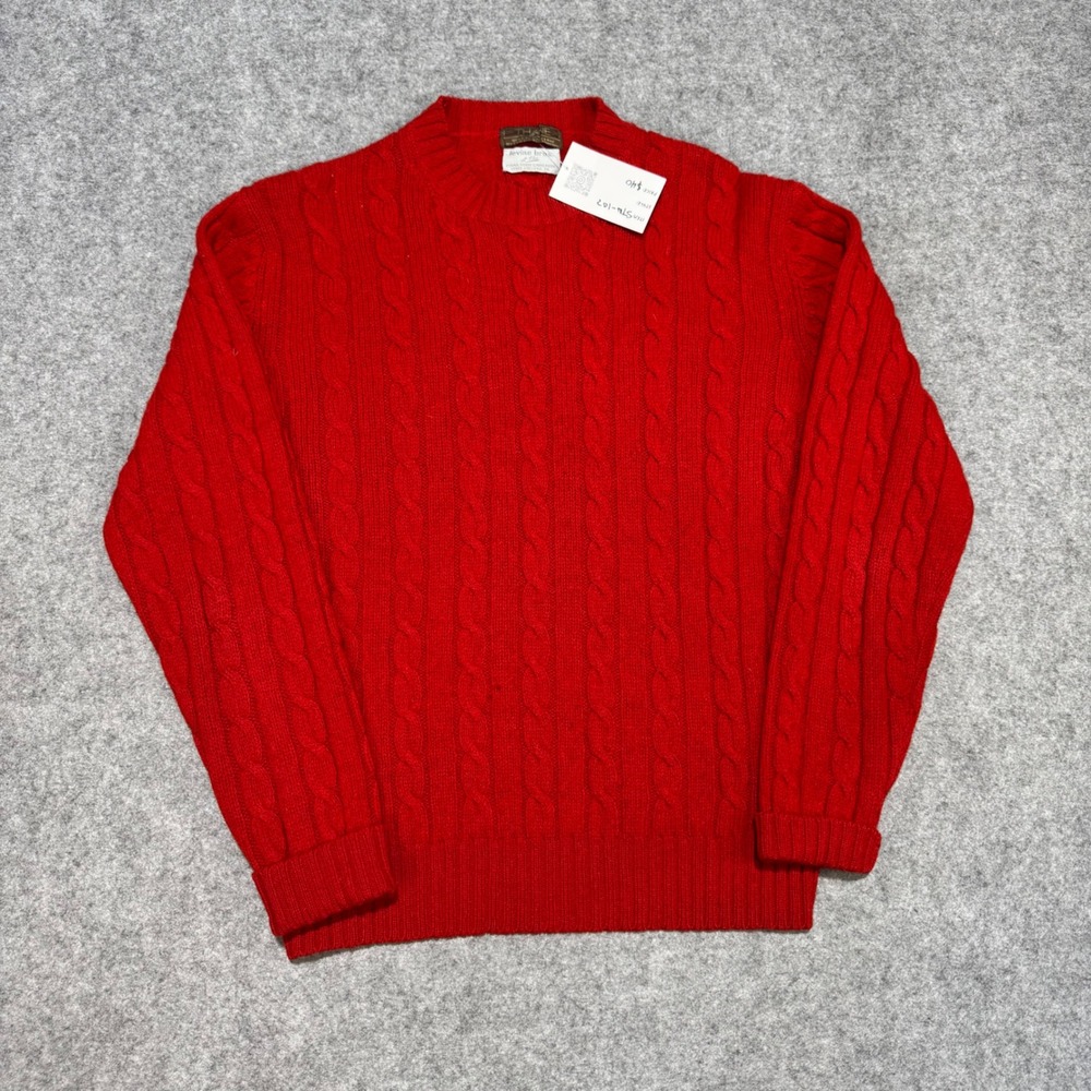 Thane Vintage Red Cable Knit Shetland Wool Sweater Mens Large Penn State Univ